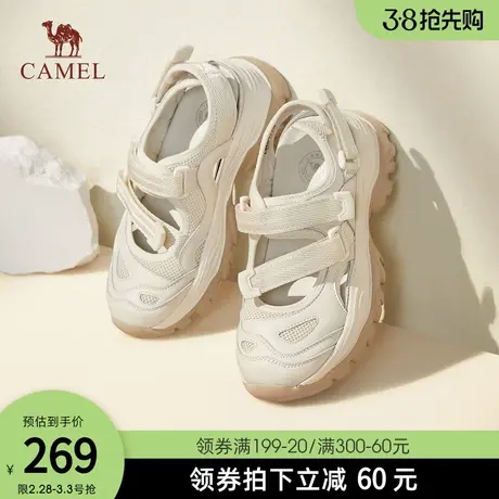 骆驼女鞋2024春夏时尚厚底凉鞋女舒适透气镂空增高运动鞋商品大图