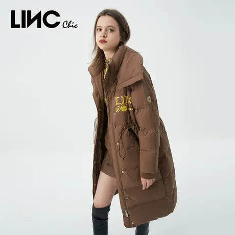 LINC金羽杰2023冬季新款大翻领防护感反季断码女款中长款羽绒服女商品大图