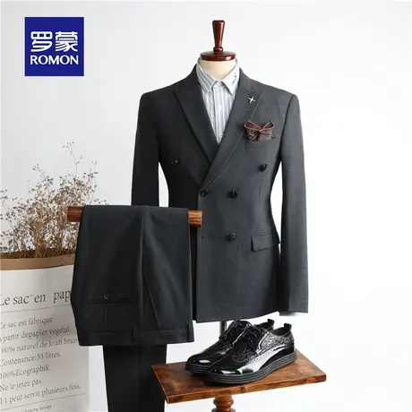 罗蒙男士西服套装2023新款新郎伴郎结婚礼服商务休闲西装三件套男图片