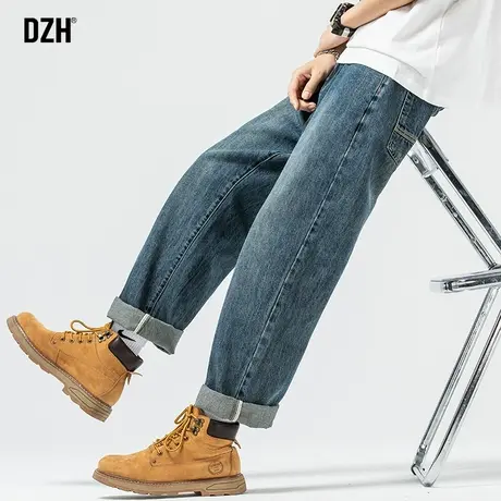 男士阔腿裤男冬季2023新款大码牛仔裤休闲长裤直筒裤子秋冬款男生商品大图