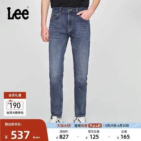 Lee商场同款25春夏新品705标准中腰锥形五袋款中蓝色男牛仔裤潮流商品大图