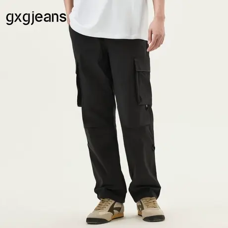 gxg.jeans男装 黑色时尚美式工装裤男松紧腰休闲长裤 25年春新品图片