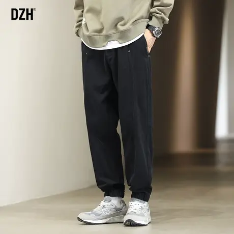 男士纯棉裤子男款秋季美式高街休闲工装裤束脚2023新款哈伦裤百搭商品大图
