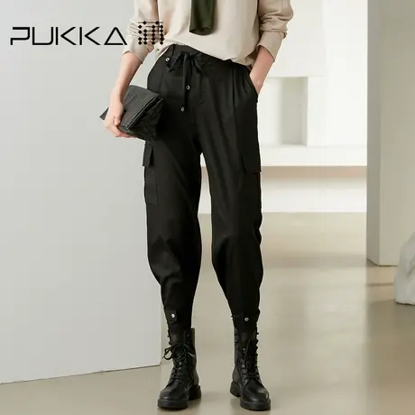 蒲PUKKA 工装风萝卜裤女秋装新款宽松休闲显瘦小脚裤子商品大图