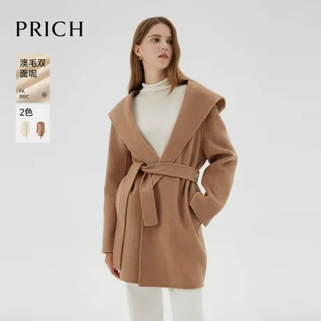 【澳洲羊毛】PRICH休闲通勤毛呢大衣冬季新款双面呢外套女商品大图
