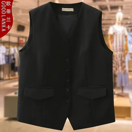 加肥加大码女装春秋外穿马夹女200斤中年妈妈洋气V领西装马甲外套商品大图