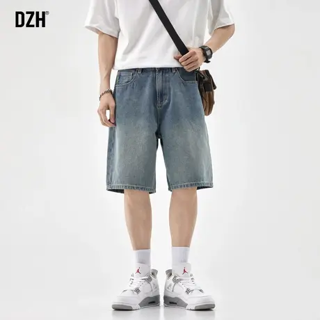 男生美式直筒牛仔短裤男夏季潮牌裤子2025新款宽松休闲牛仔五分裤商品大图