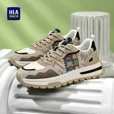 HLA/海澜之家男鞋新款春季时尚拼接增高休闲鞋透气耐磨复古运动鞋图片