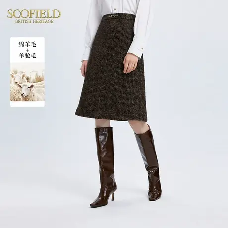【绵羊毛+羊驼毛】Scofield女半身裙英伦A字半裙奢雅2024冬季新品图片