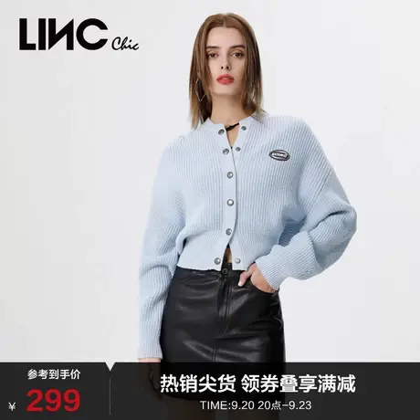 LINCCHIC金羽杰针织衫复古时髦棒球领针织开衫外套女S221CR301商品大图