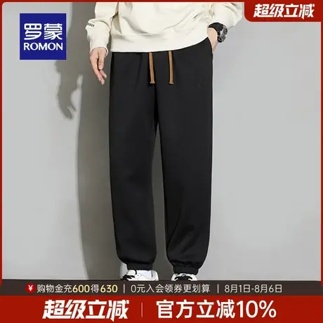 罗蒙男士潮流百搭休闲裤2025秋季新款抽绳松紧腰束脚裤宽松长裤男商品大图