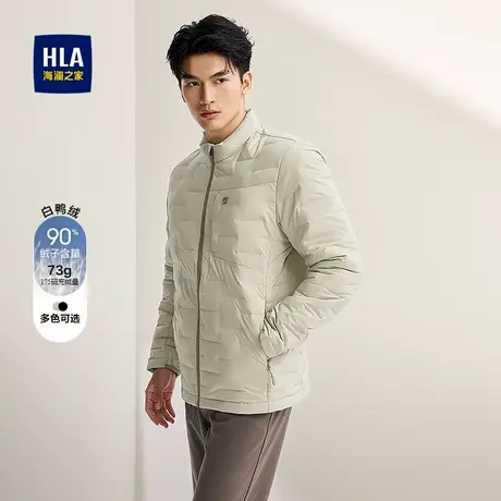 HLA/海澜之家时尚立领羽绒服2025秋季新款纯色休闲保暖鸭绒外套男商品大图