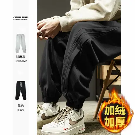 唐狮秋冬新款男休闲长裤宽松运动卫裤拼接束脚裤潮流百搭直筒裤W商品大图