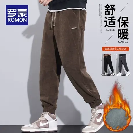 罗蒙冬季运动卫裤男士秋冬款休闲裤子2025新款加绒加厚灯芯绒男裤商品大图