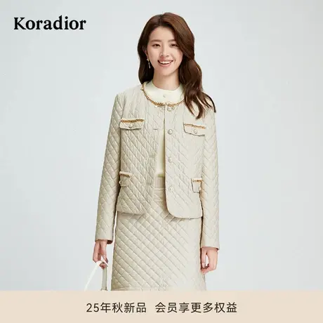 珂莱蒂尔秋款气质名媛香风菱格棉服短外套女轻薄上衣商品大图