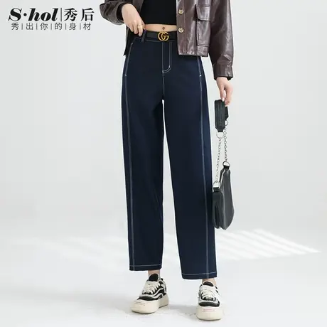 秀后仿牛仔哈伦裤女2023年秋季新款时尚高腰显瘦老爹休闲裤镰刀裤商品大图