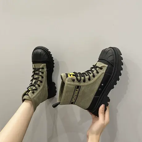 厚底小白鞋女2023夏季新款百搭帆布高帮鞋休闲运动老爹鞋春秋单鞋图片