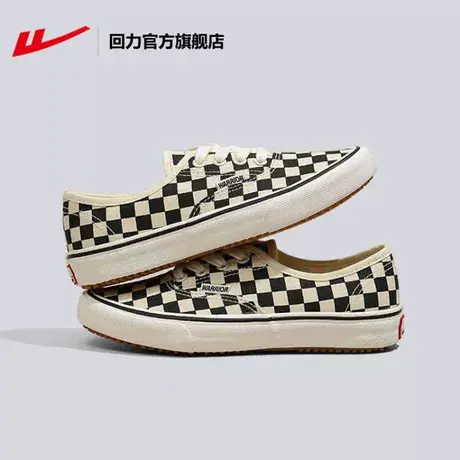 回力官方旗舰店帆布鞋女2023年春季新款黑白棋盘格子百搭平底板鞋商品大图