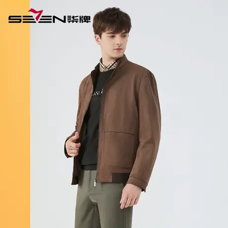 柒牌夹克男2022秋冬新款时尚休闲中青年麂皮绒防风立领外套茄克衫商品大图
