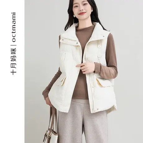 十月妈咪孕妇羽绒服白鸭绒2023新款冬季外穿背心宽松遮肚外套冬装图片