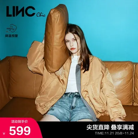 LINCCHIC金羽杰羽绒服女飞行员夹克轻薄短款羽绒服女冬Y22802010商品大图