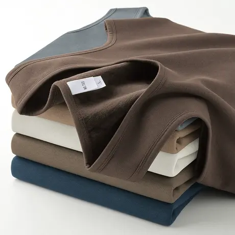 背心男士冬季内穿保暖加绒加厚运动坎肩纯色无袖t恤健身打底马甲图片