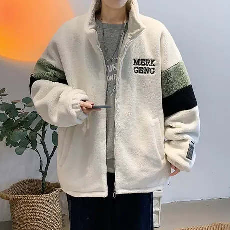 摇粒绒棉服男春秋季新款美式加厚保暖连帽棉衣青少年潮牌冬装外套图片