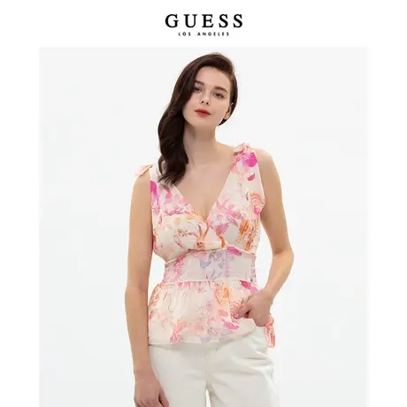 GUESS款女士设计感意大利进口桑蚕丝领上衣商品大图