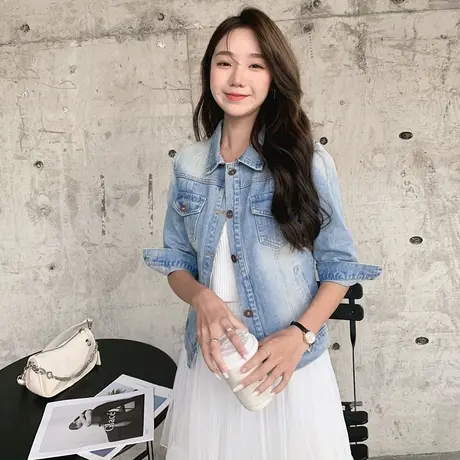 牛仔外套女春秋短款修身韩版新款显瘦长袖上衣ins潮牛仔衣服7图片
