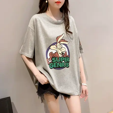 卡通印花短袖T恤女2023新款韩版宽松半袖体恤上衣服潮ins夏装学生图片