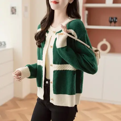 针织外套开衫女秋款女装2023年新款上衣小香风外搭开衫高级感毛衣图片