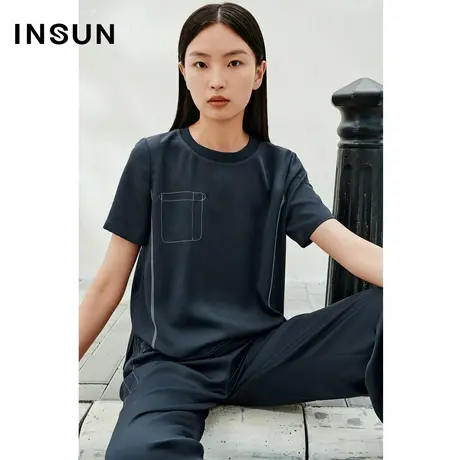 INSUN恩裳线上专选夏季醋酸套头轻薄衬衫商品大图