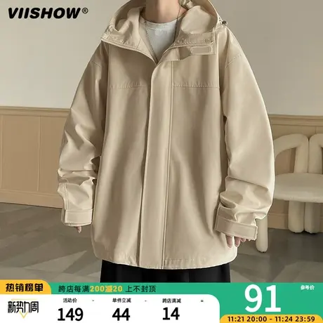 VIISHOW冲锋夹克外套男春秋款美式潮牌痞帅高级感oversize防风夹商品大图