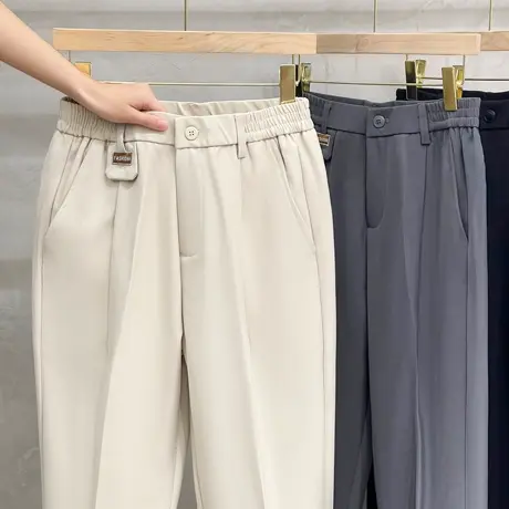 垂感西裤男春秋款修身小脚裤子男士秋季高级感商务休闲裤男直筒商品大图