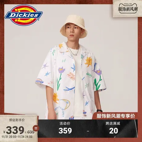Dickies 春夏 满身印花 宽松工装短袖衬衫 男女情侣同款图片