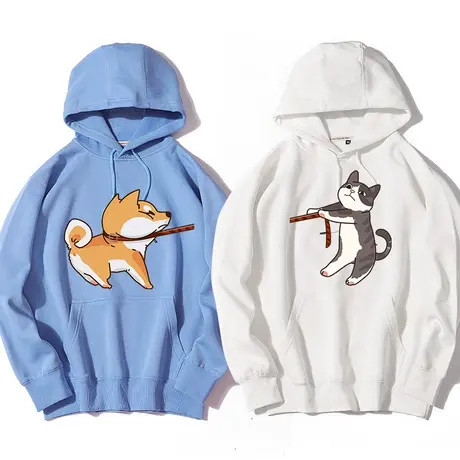 秀洛柴犬与美短情侣外套猫狗情侣装拉链卫衣不一样秋装春秋款男装商品大图