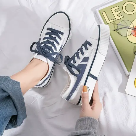 网面透气帆布鞋女学生韩版百搭2021新款夏季ins原宿风板鞋小白鞋商品大图