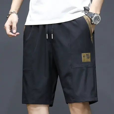 夏季薄款冰丝休闲短裤男士宽松外穿男款夏裤五分运动大裤衩中裤子商品大图