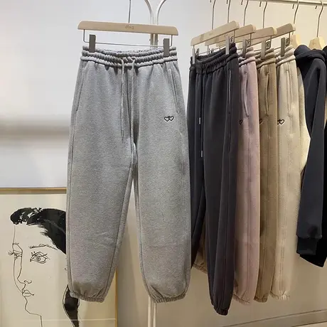 运动束脚卫裤女2023秋冬新款宽松高腰韩版加绒加厚休闲阔腿哈伦裤商品大图