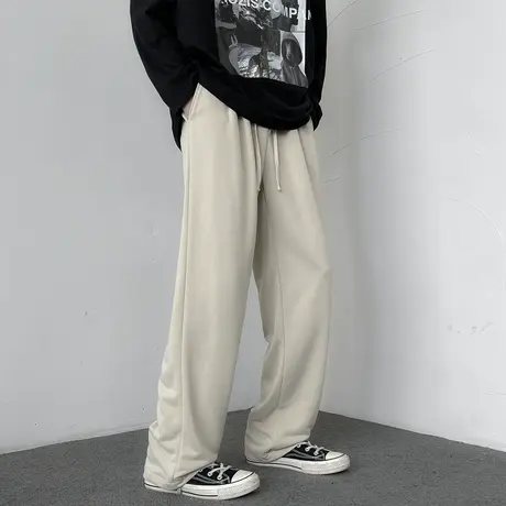 裤子男冬季直筒灰色加绒加厚卫裤男士保暖运动裤秋冬休闲长裤男款商品大图