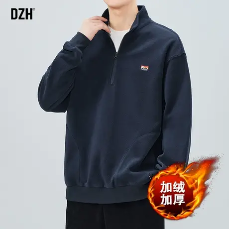男士冬季加绒卫衣男潮牌休闲上衣男款2023新款内搭打底衫加厚外套商品大图