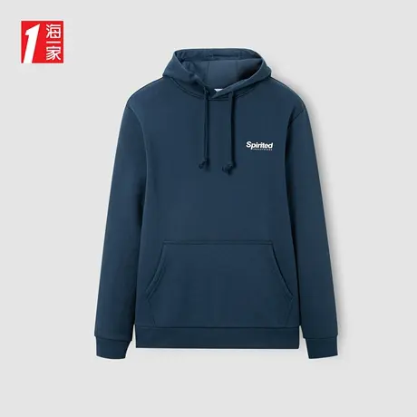 海一家休闲连帽套头衫保暖加绒字母印花时尚卫衣男商品大图