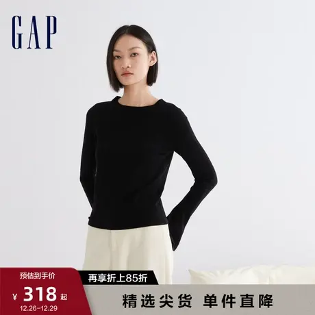 Gap女装早春LOGO时尚喇叭袖针织衫洋气高级甜美宽松毛衣857715图片