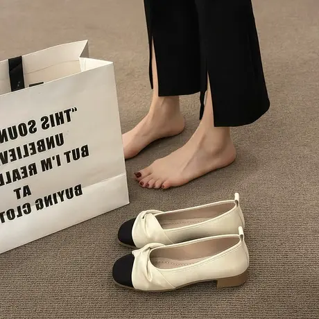单鞋女2024新款春季春秋法式奶奶鞋豆豆鞋瓢鞋平底一脚蹬女鞋鞋子商品大图