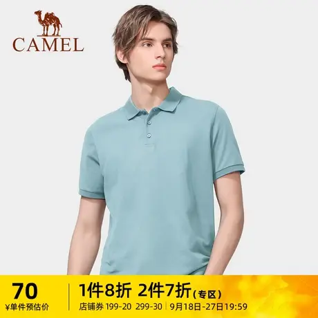 骆驼男装polo衫短袖官方春夏季黑色商务休闲运动半袖翻领t恤上衣商品大图