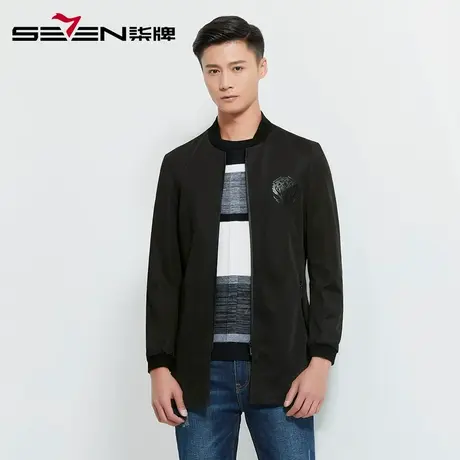 【清仓】柒牌男装风衣男棒球领外套春中长款薄款男士风衣时尚休闲图片