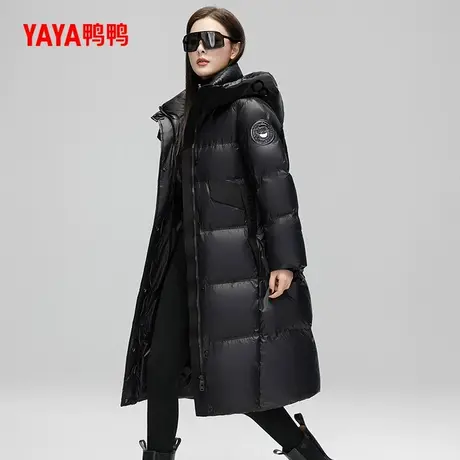 鸭鸭加厚长款羽绒服2024新品立领连帽抽绳收腰显瘦保暖外套J图片