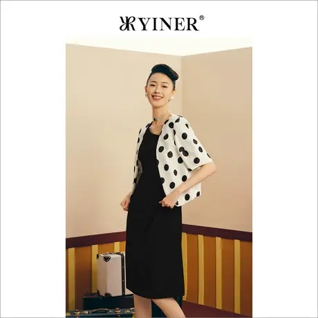 【1996系列】YINER音儿女装夏季含桑蚕丝波点印花衬衫薄外套商品大图