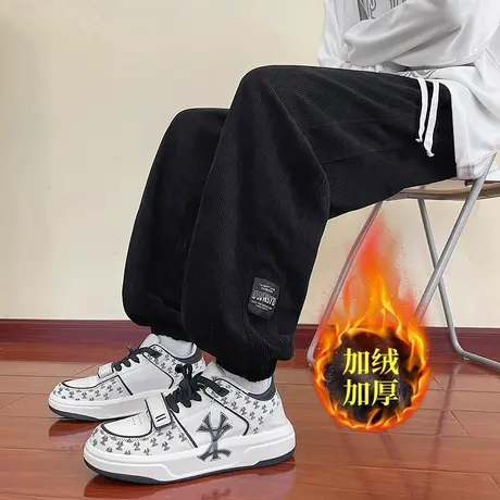hiphop重磅休闲裤男秋冬款加绒厚直筒美式潮牌潮流高街vibe卫裤子商品大图