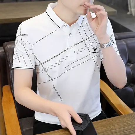 polo衫男士夏季新款男装高端翻领短袖t恤带领保罗体恤衫薄款上衣T商品大图